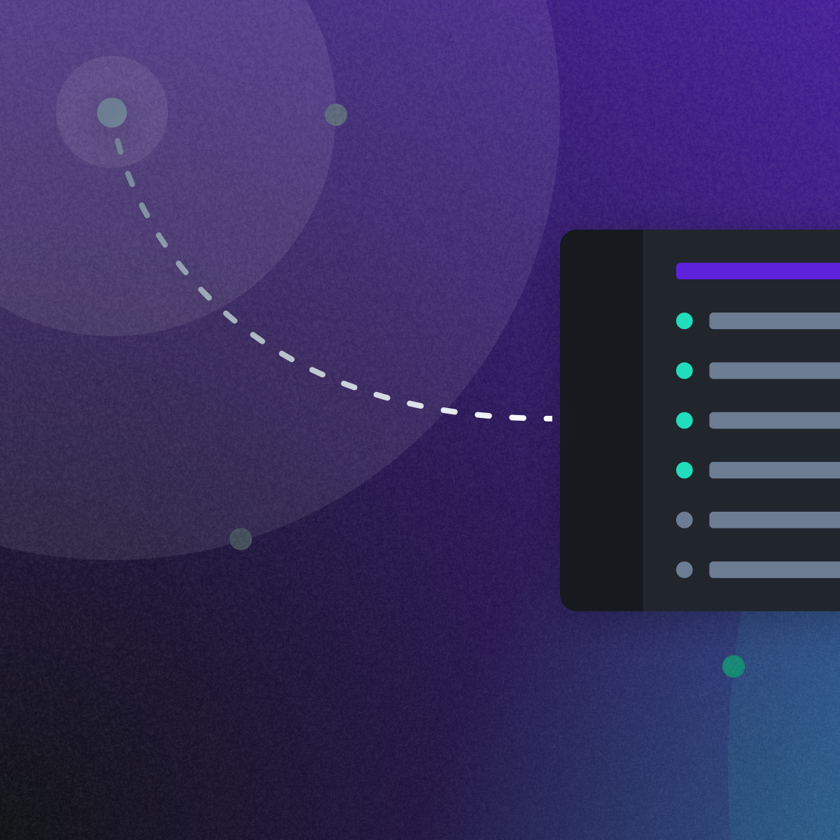 Illustration of abstract admin panel connecting two points on a gradient background.