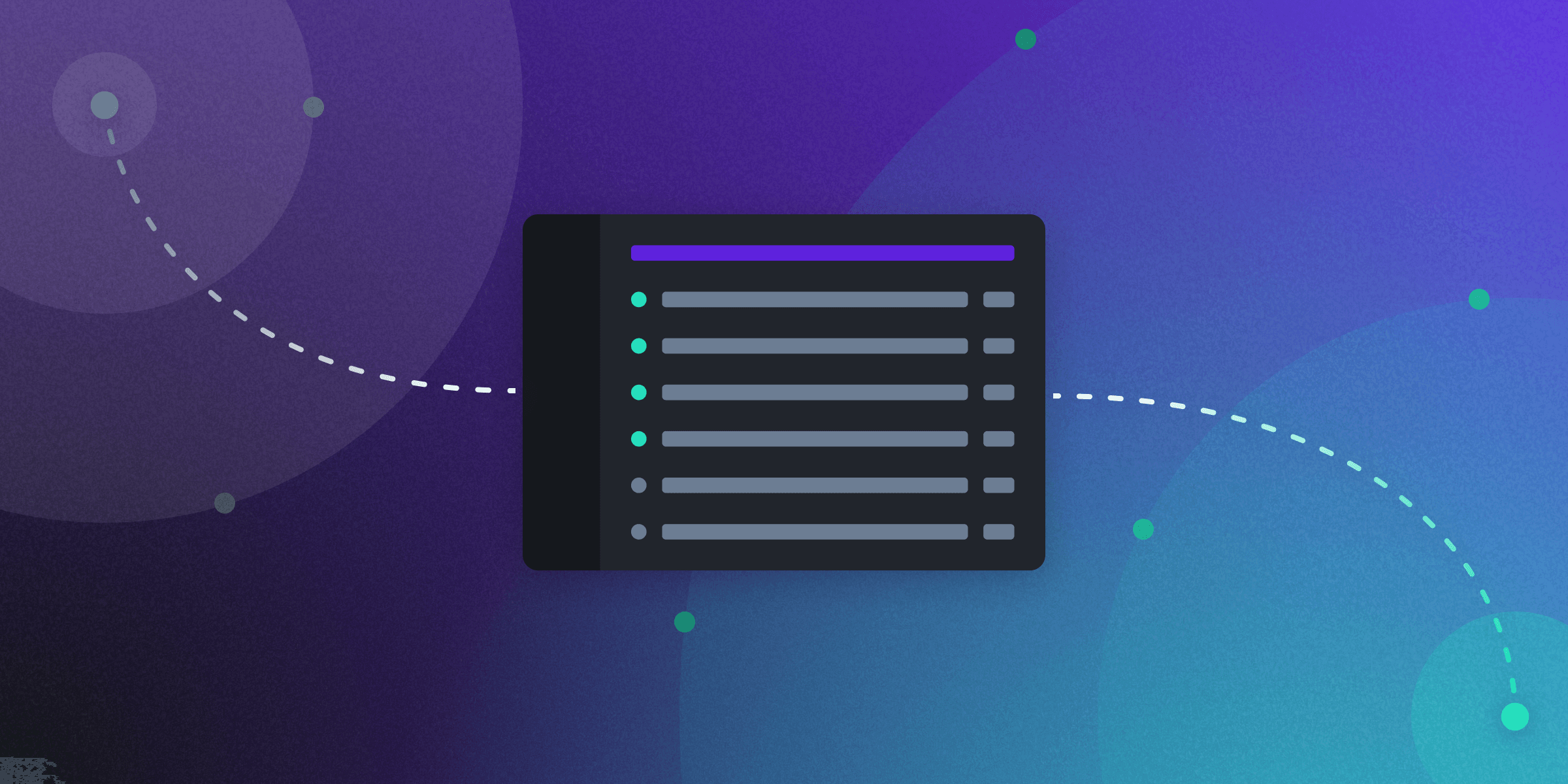 Illustration of abstract admin panel connecting two points on a gradient background.